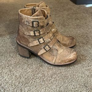 Brown distressed boots